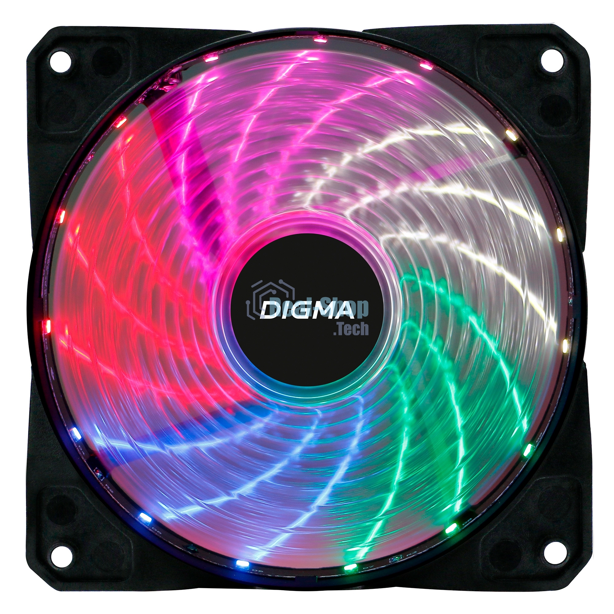 Вентилятор для корпуса Digma DFAN-FRGb2 черный, 120 мм, 1200 об/мин, 23 дБ, 4 pin