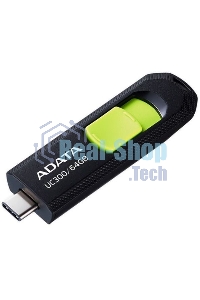 Флешка USB ADATA UC300 (ACHO-UC300-64G-RBK/GN), 64Gb, Type-C USB 3.2, R/W 100/30, черный/зеленый