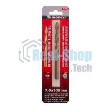 Сверло по металлу Matrix, 7 мм, HSS, нитридтитановое покрытие, цилиндрический хвостовик