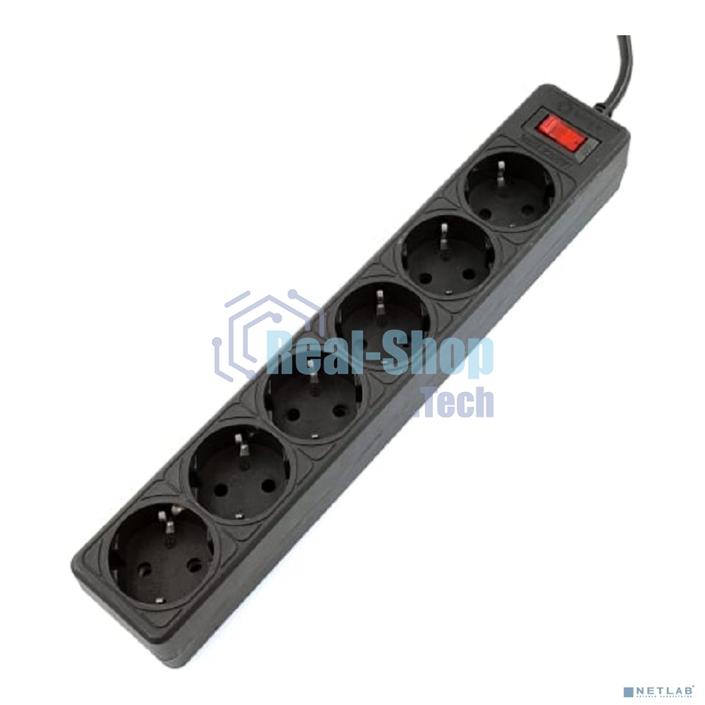 Сетевой фильтр 5bites GARDA SP6B-550 6S/3x0.75 мм2/5 м/черный