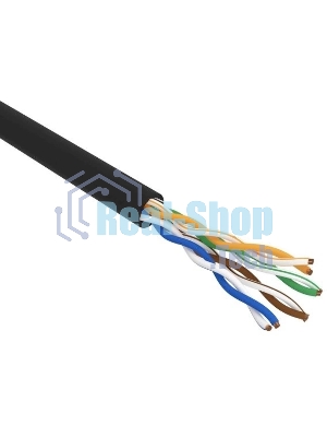 Кабель витая пара Rexant U/UTP, cat.5e, PE, 4PR, 24AWG, OUTDOOR, SOLID, черный, 305м