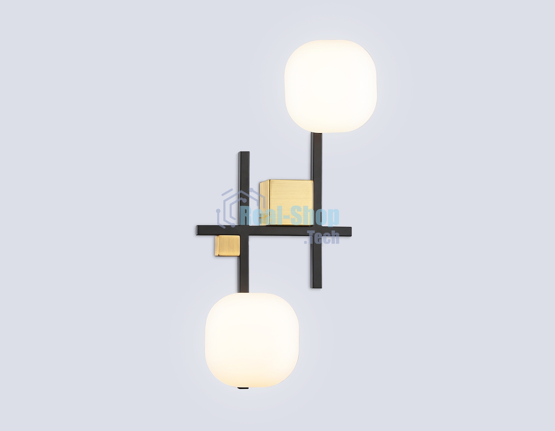 Настенный светильник Ambrella light LH51019/2 BK/BS/FR черный/латунь/белый матовый G9*2 max 28W 230*170*480