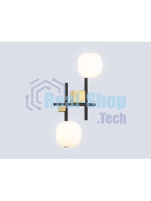 Настенный светильник Ambrella light LH51019/2 BK/BS/FR черный/латунь/белый матовый G9*2 max 28W 230*170*480