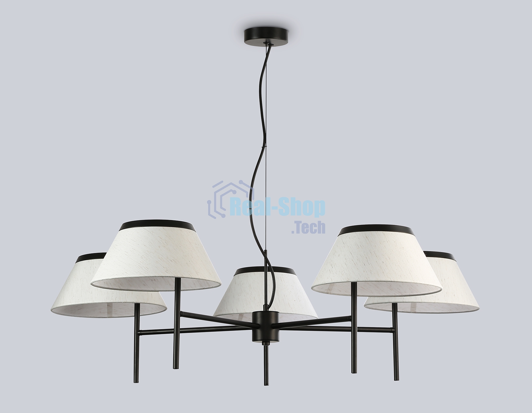 Люстра Ambrella light LH72453/5 BK/WH черный/белый Е14/5 max 40W D1000*290-1080