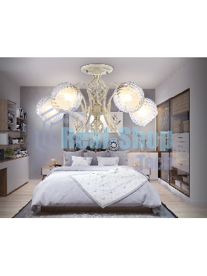 Светильник Ambrella light TR3066/5 WH/GD белый/золото E27*5 max 40W D590*340