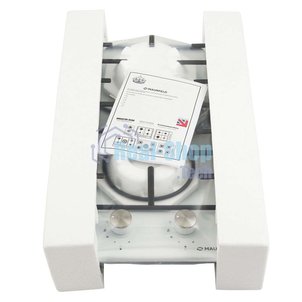 Газовая варочная панель Maunfeld EGHE.32.3EW/G Домино, • Тип: газовая 30см • Тип установки: независимая • Управление: фронтальное, переключатели поворотные • Нагревательный элемент: конфорка, 2шт • Мощность конфорок, Вт: 2600, 1700 • Материал исполнения: 