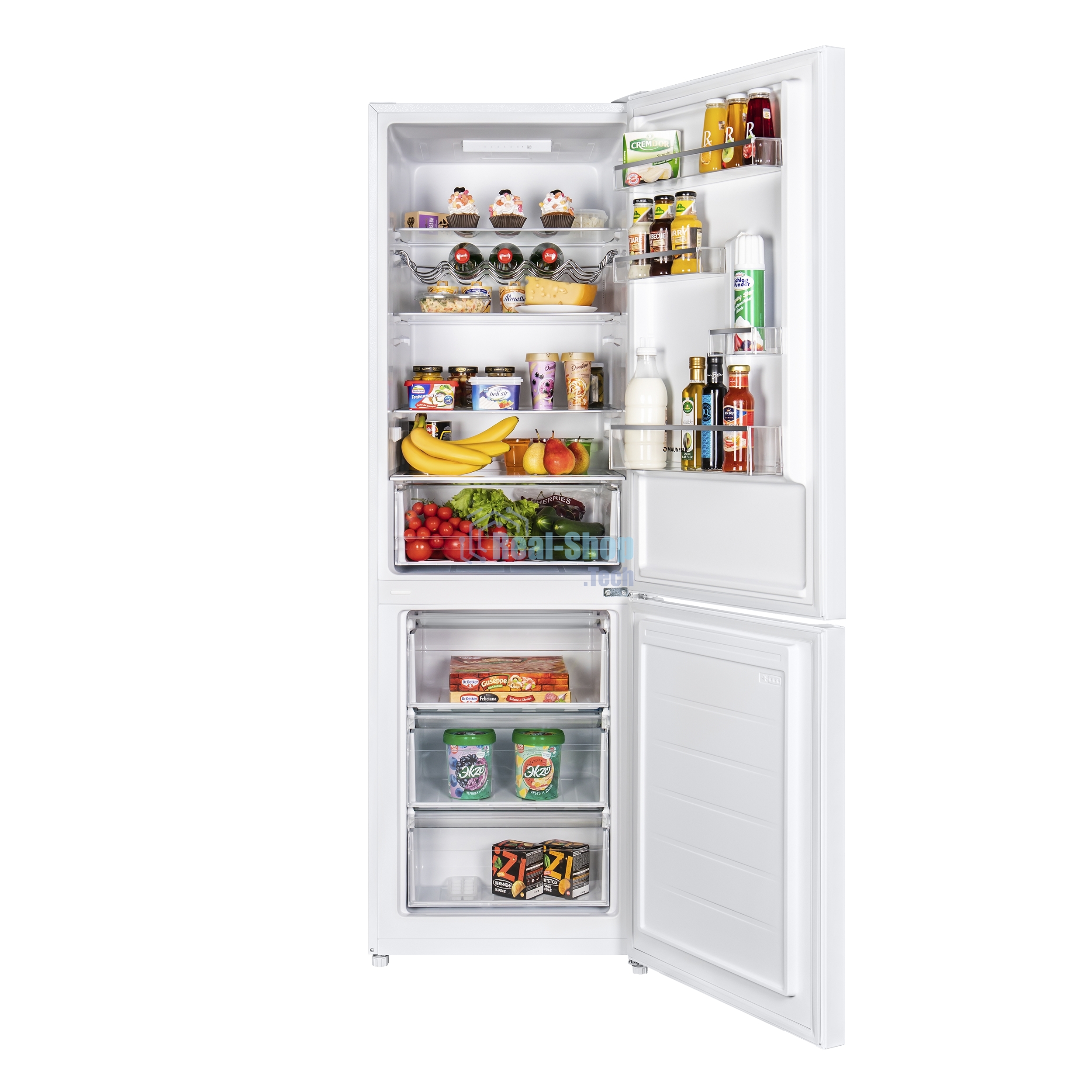 Холодильник Maunfeld MFF185SFW белый двухкамерный 213/104л морозилка снизу