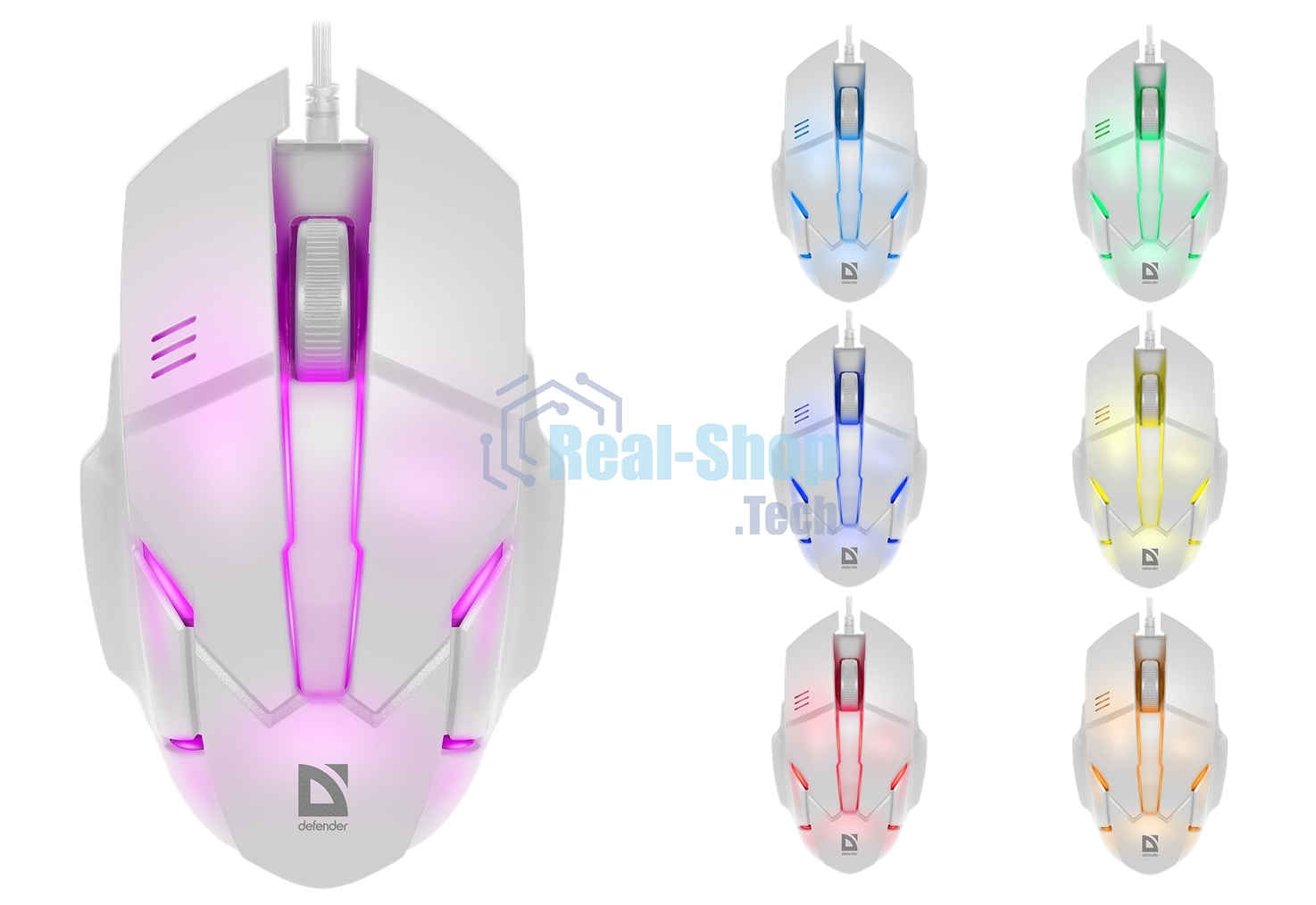 Мышь проводная Defender Host MB-982 белый, 1000 dpi, USB, кнопки - 3