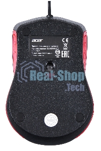 Мышь проводная Acer OMW012 черный/красный, 1200 dpi, USB, кнопки - 3