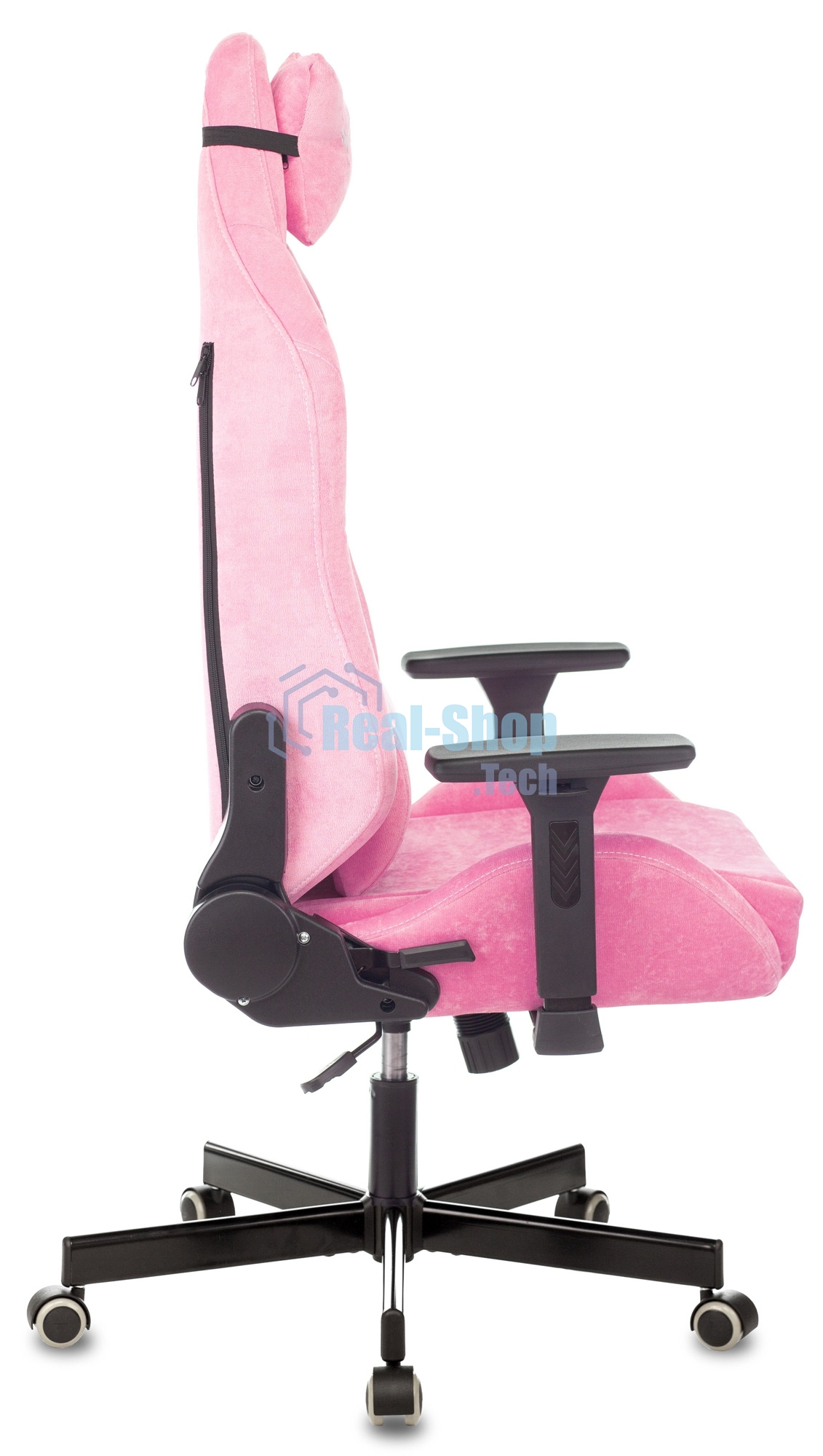 Кресло игровое Knight N1 Fabric розовый Velvet 36 с подголов. крестовина металл