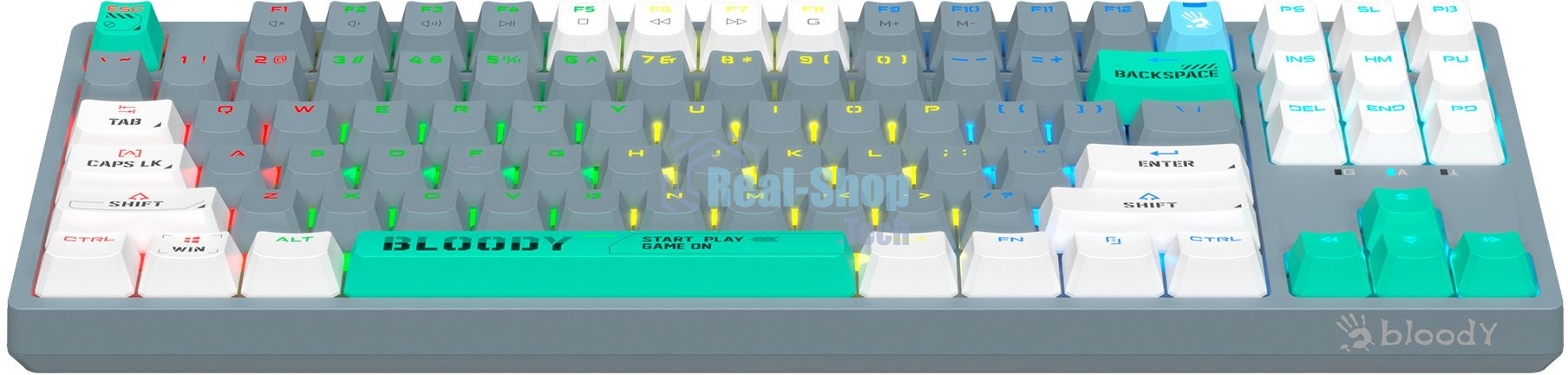 Клавиатура проводная A4Tech Bloody S87 Energy USB серый/зеленый