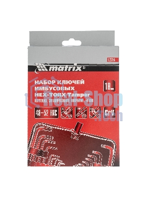Набор ключей имбусовых Matrix HEX-TORX, 18 шт: HEX 1,5–10 мм, T10-T50, CrV, короткие, сатин.