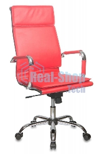 Кресло руководителя Бюрократ CH-993/red красный, искусственная кожа, крестовина хромированная