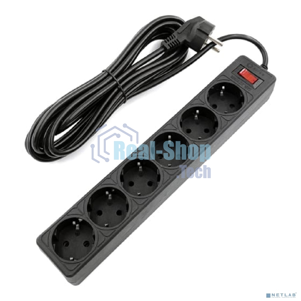 Сетевой фильтр 5bites GARDA SP6B-550 6S/3x0.75 мм2/5 м/черный