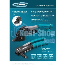 Заклепочник ручной Gross 290 мм, поворотный, 0-360, заклепки 2,4-3,2-4,0-4,8 мм