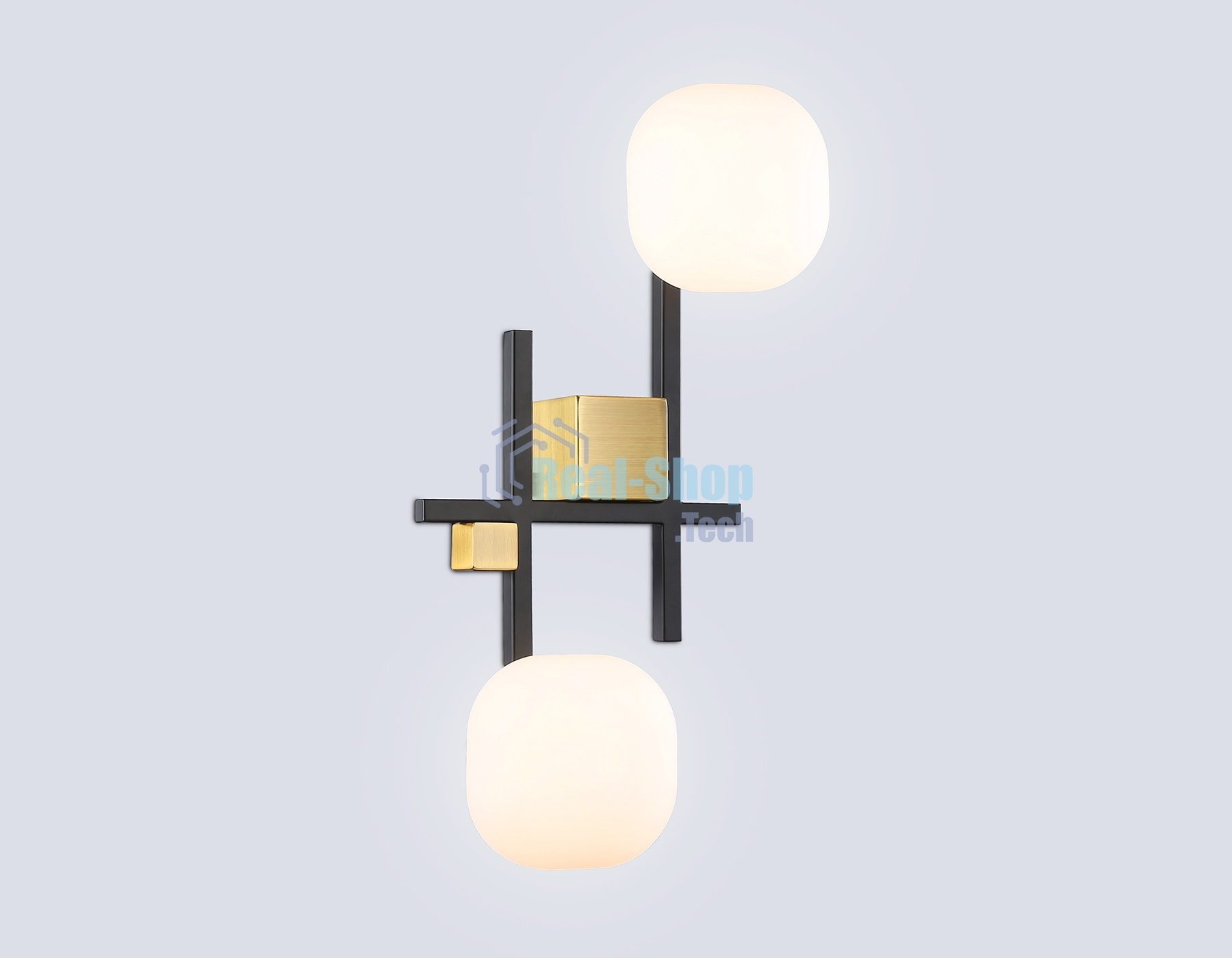 Настенный светильник Ambrella light LH51019/2 BK/BS/FR черный/латунь/белый матовый G9*2 max 28W 230*170*480