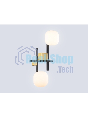Настенный светильник Ambrella light LH51019/2 BK/BS/FR черный/латунь/белый матовый G9*2 max 28W 230*170*480