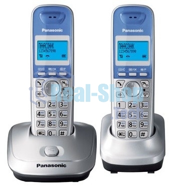 Телефон беспроводной (DECT) Panasonic KX-TG2512RUS (серебристый) Доп трубка в комплекте,АОН, Caller ID,спикерфон на трубке,полифония