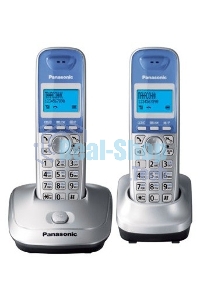 Телефон беспроводной (DECT) Panasonic KX-TG2512RUS (серебристый) Доп трубка в комплекте,АОН, Caller ID,спикерфон на трубке,полифония
