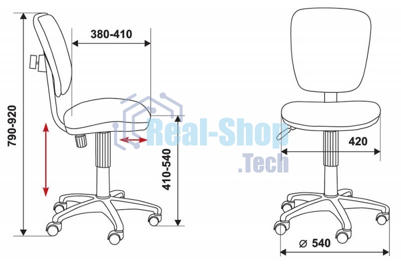 Кресло компьютерное Бюрократ CH-204NX/26-28 черное 26-28, без подлокотников