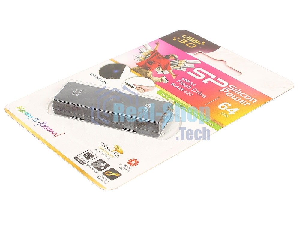 Флешка USB R/W Silicon Power R/W 64Gb Blaze B20 SP064Gb,UF3B20V1K USB 3.0 черный