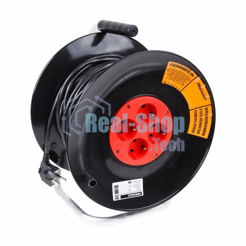 Удлинитель силовой на катушке 4 гнезда с/з 20 м 3х1 мм² STANDART PROconnect