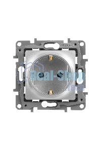 Розетка 672422 Legrand Розетка 2К+З со шторками - немецкий стандарт - винтовые зажимы - 16 А - 250 В - Etika - алюминий