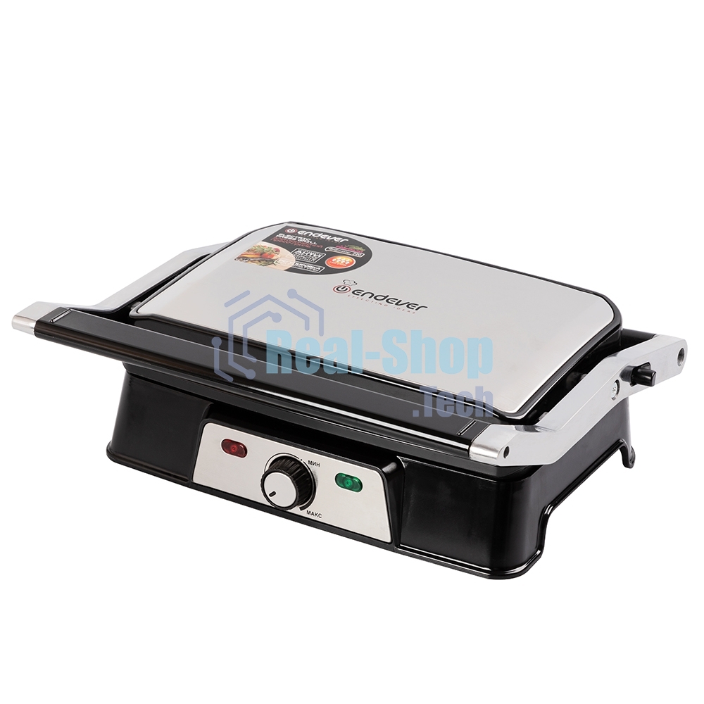 Гриль-пресс электрический Endever Grillmaster 220, серебристый/черный
