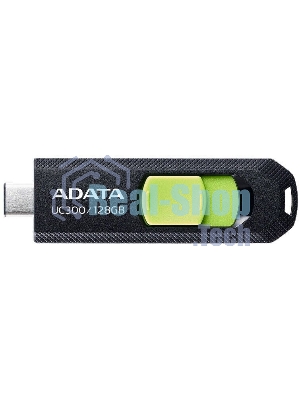 Флешка USB ADATA UC300 (ACHO-UC300-128G-RBK/GN), 128Gb, Type-C USB 3.2, R/W 100/30, черный/зеленый