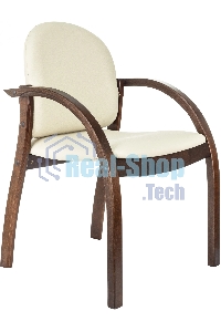 Стул Бюрократ ДЖУНО светло-бежевый, эко.кожа, на ножках дерево