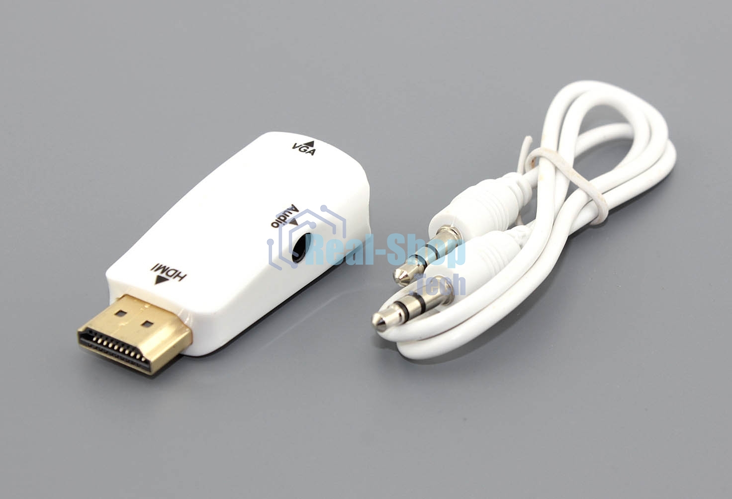 Переходник HDMI на VGA c аудио белый
