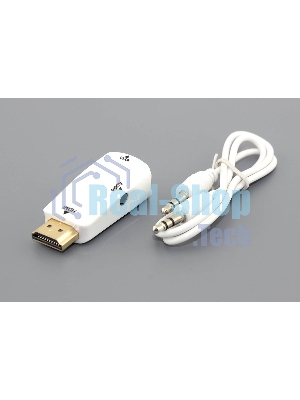 Переходник HDMI на VGA c аудио белый