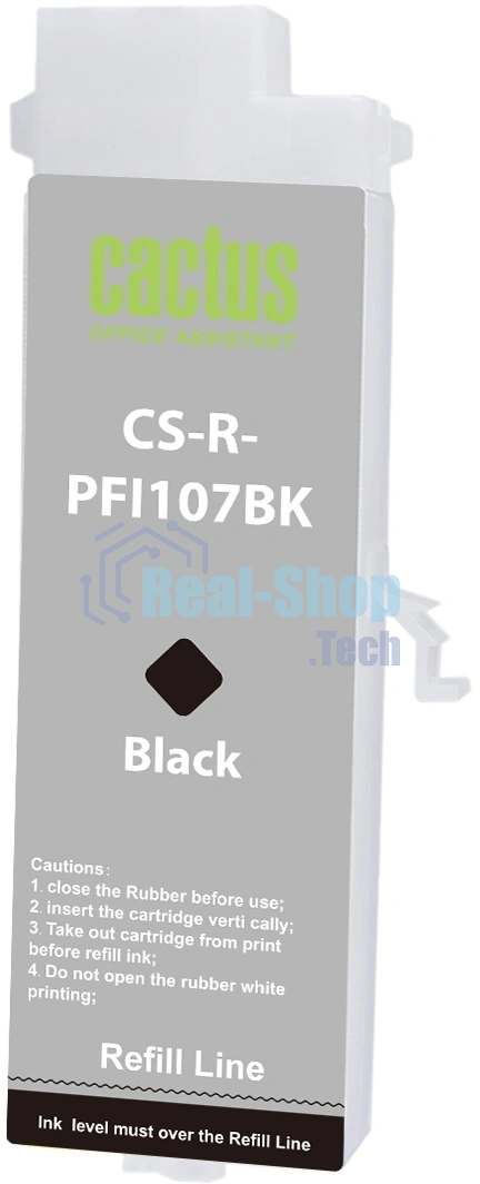 Картридж перезаправляемый струйный Cactus CS-R-PFI107BK черный для Canon imageProGRAF iPF670/680/685/770/780/785 без чипа