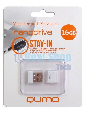 Флешка USB QUMO 16Gb, NANO QM16GUD-NANO-W белый