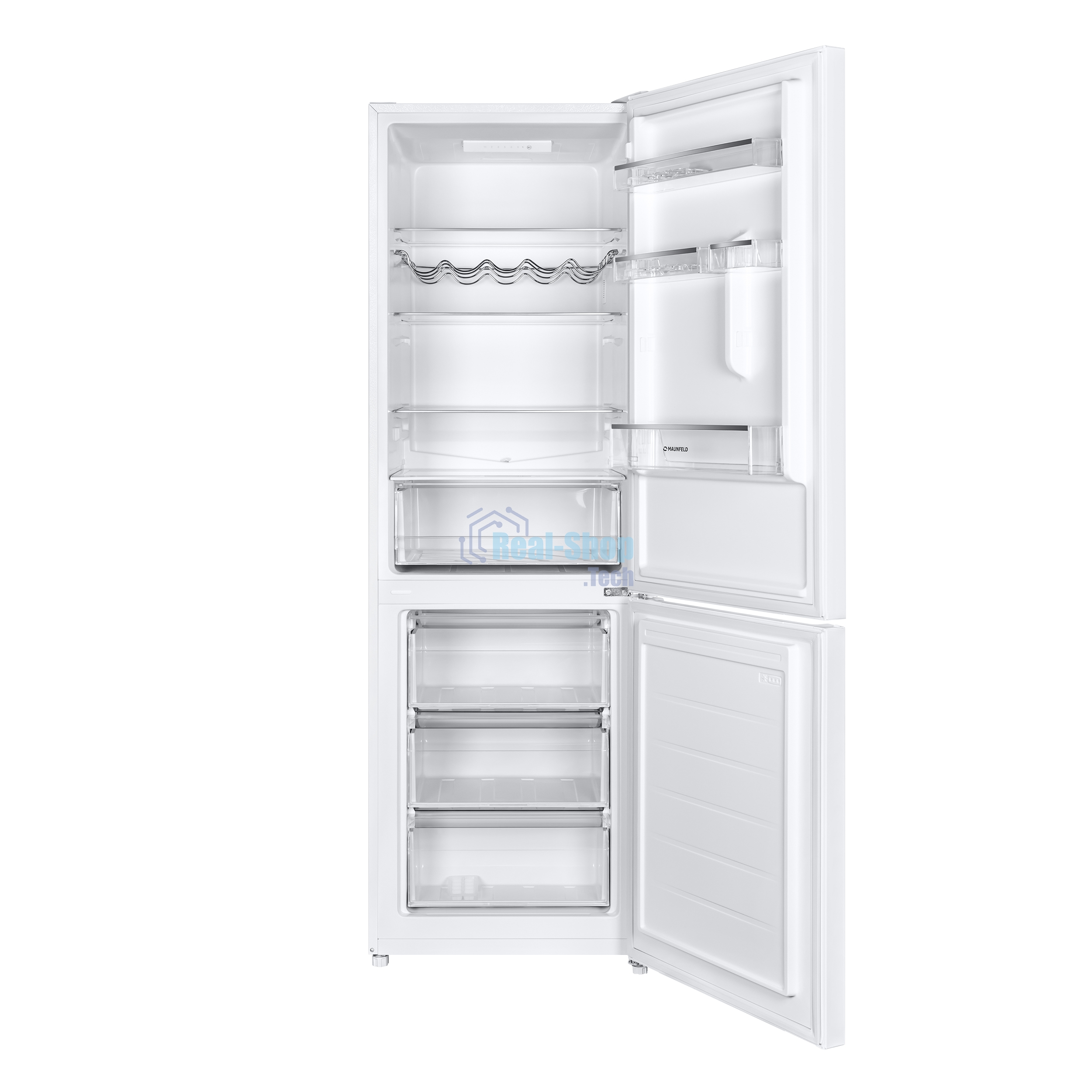 Холодильник Maunfeld MFF185SFW белый двухкамерный 213/104л морозилка снизу