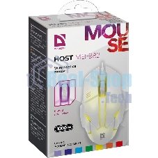 Мышь проводная Defender Host MB-982 белый, 1000 dpi, USB, кнопки - 3