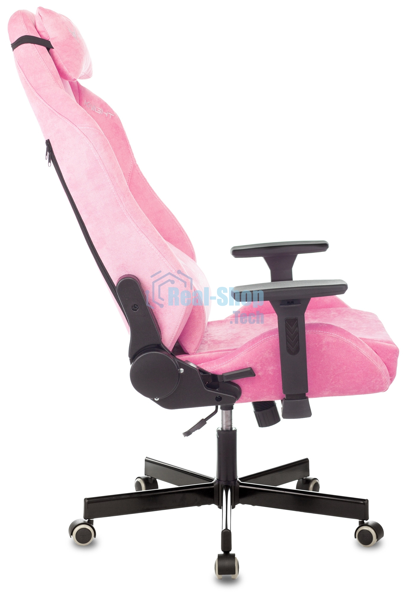 Кресло игровое Knight N1 Fabric розовый Velvet 36 с подголов. крестовина металл