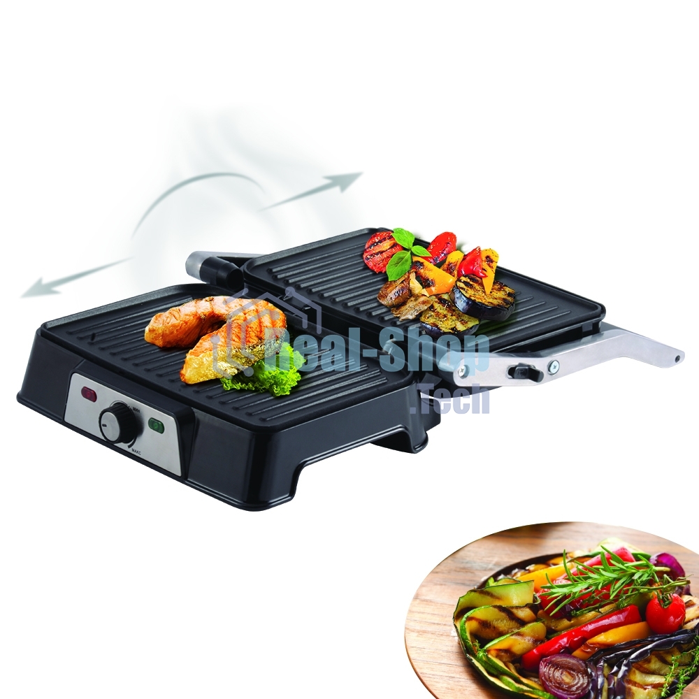 Гриль-пресс электрический Endever Grillmaster 220, серебристый/черный