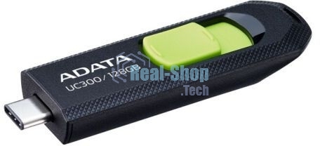 Флешка USB ADATA UC300 (ACHO-UC300-128G-RBK/GN), 128Gb, Type-C USB 3.2, R/W 100/30, черный/зеленый