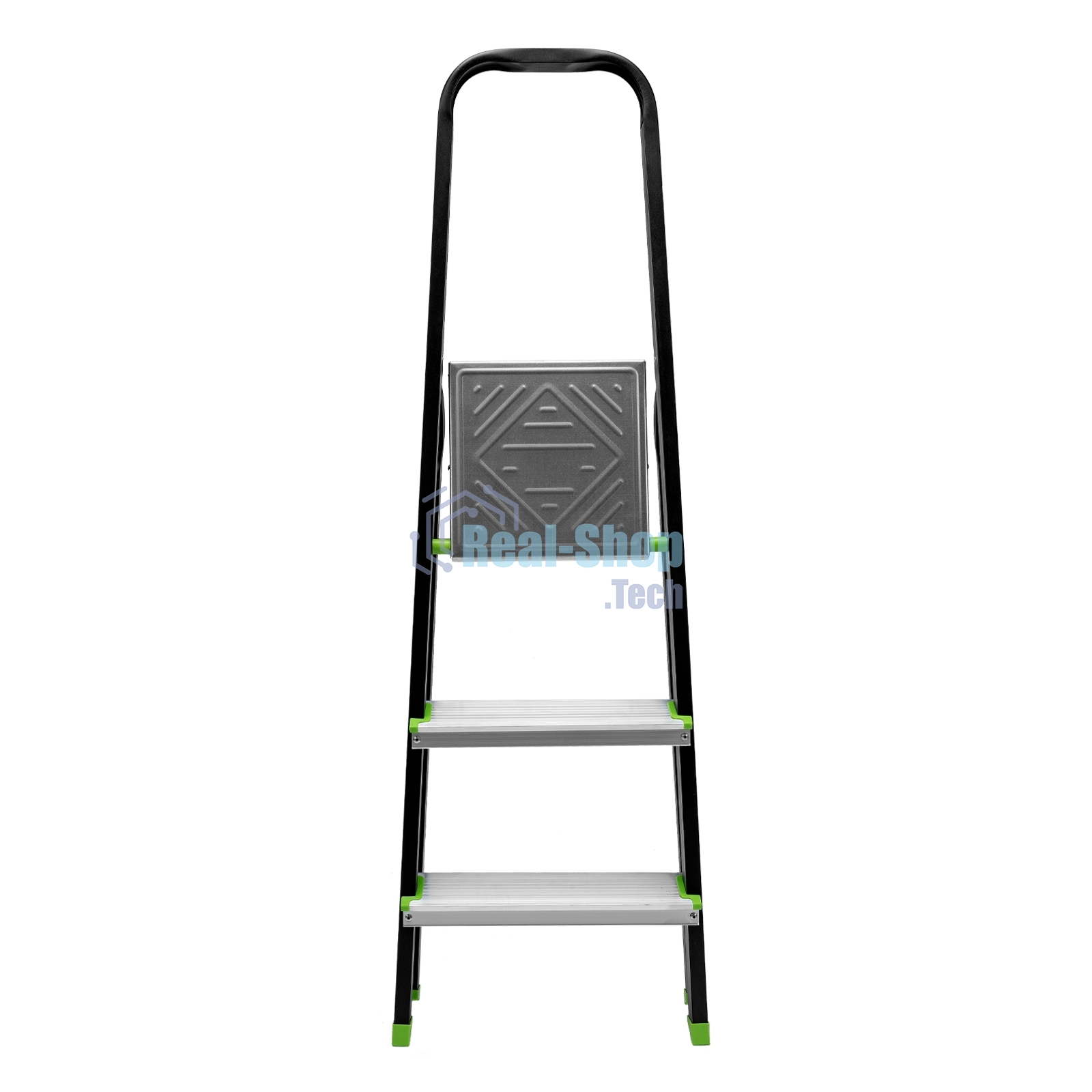 Стремянка Сибртех 3 ступени, стальной профиль, алюминиевые ступени