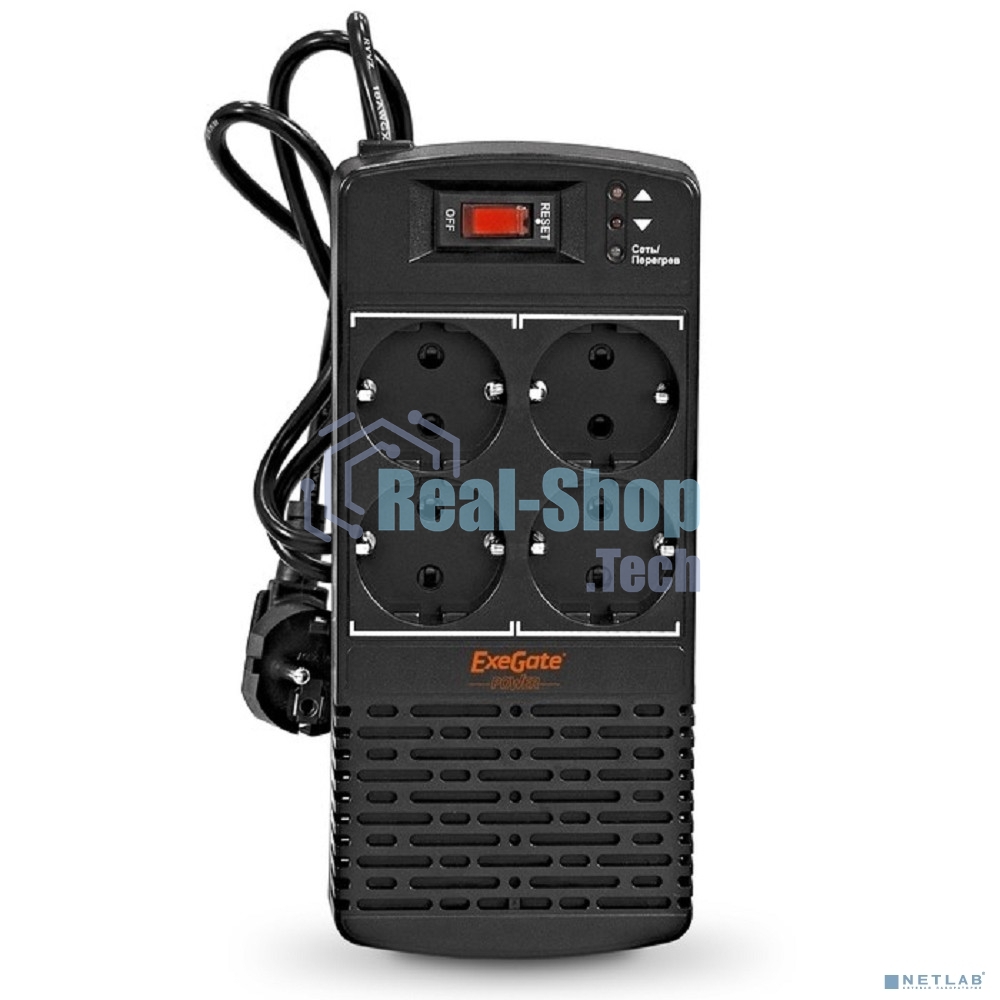 Стабилизатор ExeGate Power AD5000-1200 (1200VA/600W, диапазон 150...280В, 4 евророзетки)