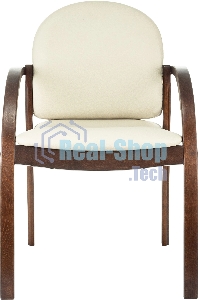 Стул Бюрократ ДЖУНО светло-бежевый, эко.кожа, на ножках дерево