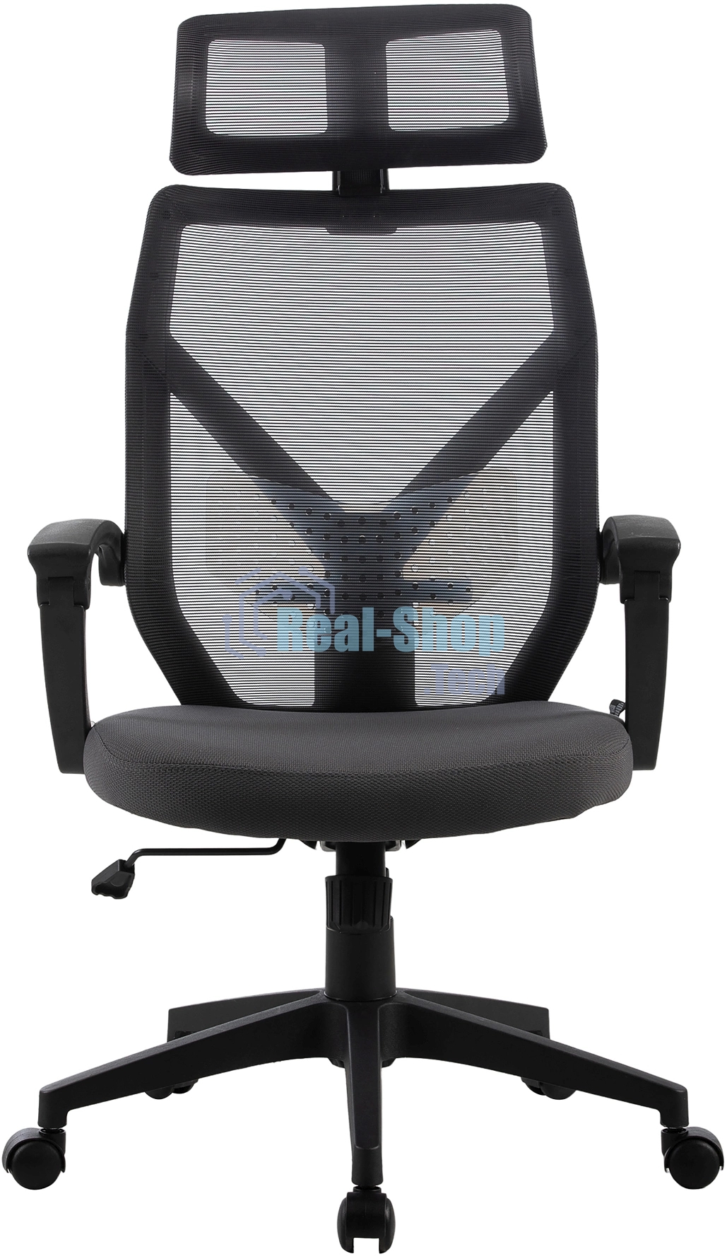 Кресло компьютерное Cactus CS-MC414-GY черный/серый, сетка/ткань, с подголов. крестов. пластик, пластик черный