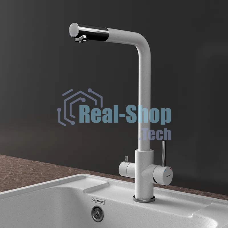 Кухонный смеситель GranFest Quarz GF-Z-5421, Г-образный, кран под фильтрованную воду, серый