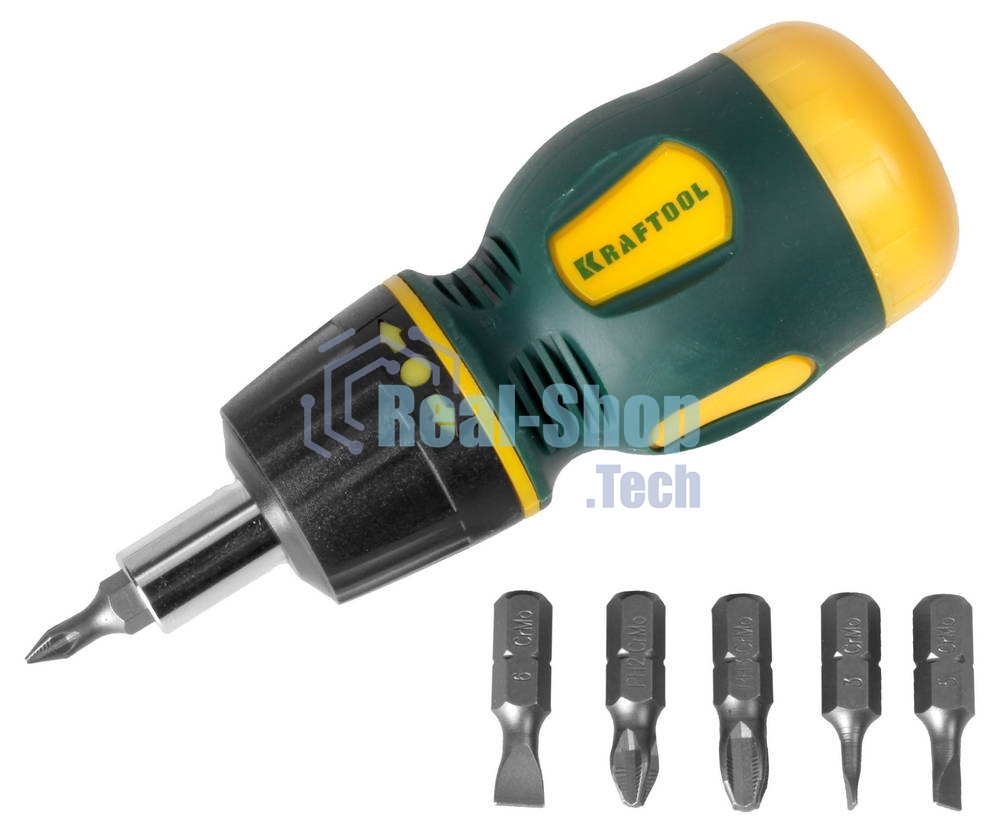Набор KRAFTOOL 26190-H7 отвертка реверсивная с битами SL3/5/6мм PH1/2/3 7шт