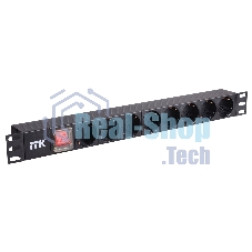 Блок розеток 8 розеток нем. стандарт, с LED выключателем,1U, без шнура, вх. C14, алюминиевый профиль PDU 8 розеток нем. стандарт, с LED выключателем,1U, без шнура, вх. C14, алюминиевый профиль