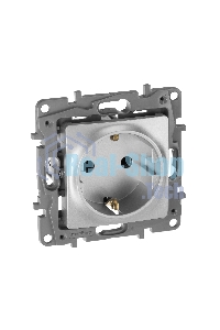 Розетка 672422 Legrand Розетка 2К+З со шторками - немецкий стандарт - винтовые зажимы - 16 А - 250 В - Etika - алюминий