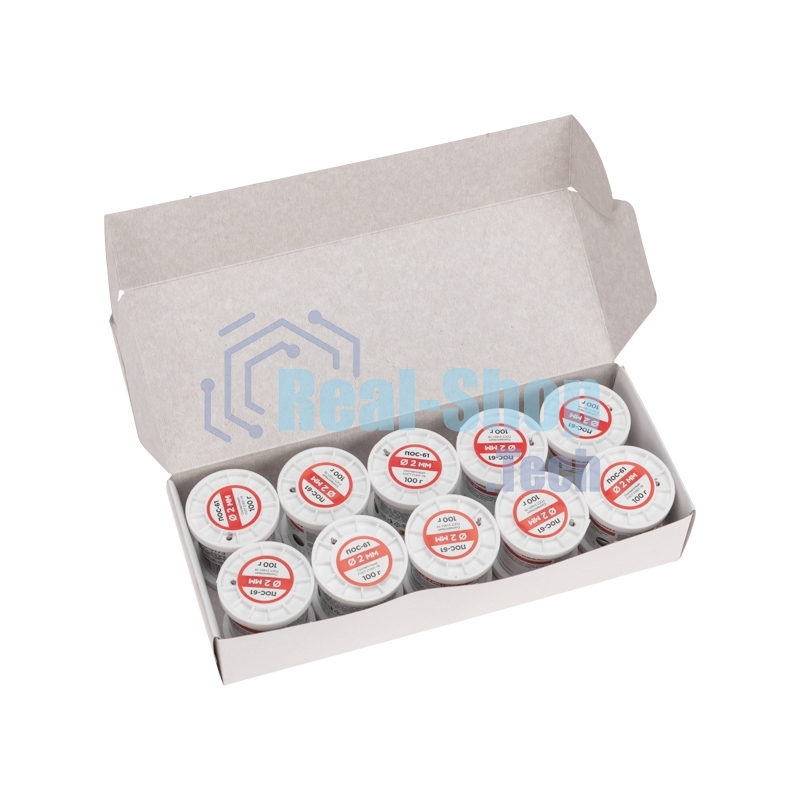 Припой с канифолью Rexant ПОС-61, 100г, Ø2мм, (олово 61%, свинец 39%), катушка