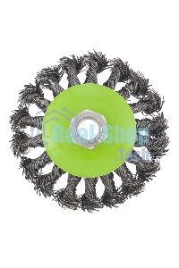 Щетка для УШМ Сибртех 100 мм, М14, Тарелка, крученая проволока 0,5 мм