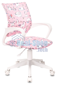 Кресло детское Бюрократ BUROKIDS 1 W розовый, единороги, крестовина пластик, пластик белый